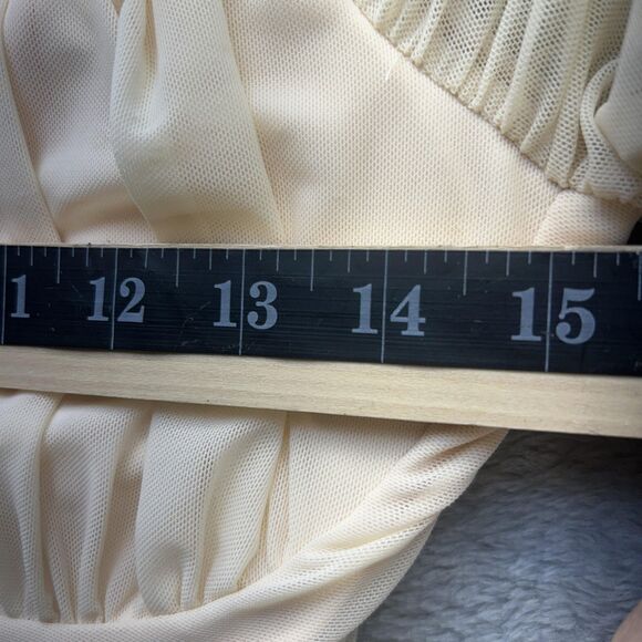 Babydoll Top Milkmaid Coquette Large Cream Off Shoulder Bustier Puff Sleeve Crop - Picture 7 of 11